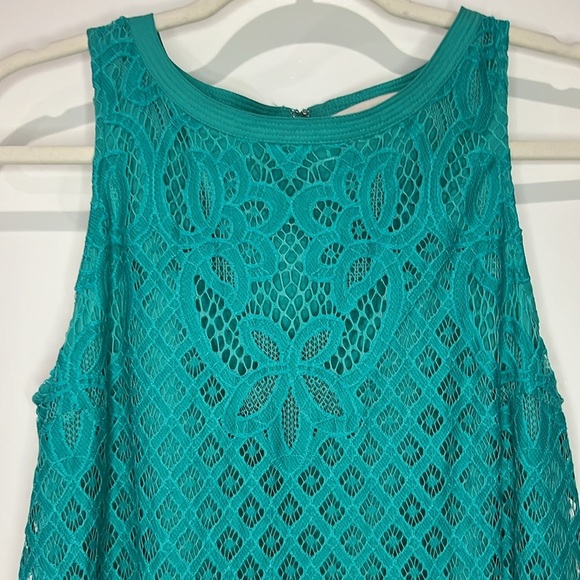 LOFT TEAL CROCHET SLEEVELESS LACE SHIFT DRESS - Picture 3 of 6